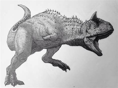 "Carnotaurus" Pencil and ink. | Dinosaur drawing, Dinosaur art, Dinosaur pictures