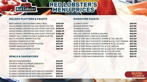 Red Lobster Menu Prices + Special Discounts (2024)