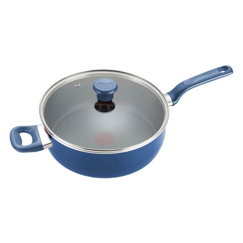 T-fal Excite 5 qt. Aluminum Nonstick Covered Skillet with Lid in Blue B0378264 - The Home Depot