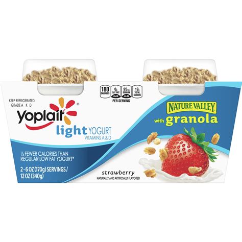 Yoplait Light Yogurt, Granola Strawberry, 2 ct, 12 oz - Walmart.com ...