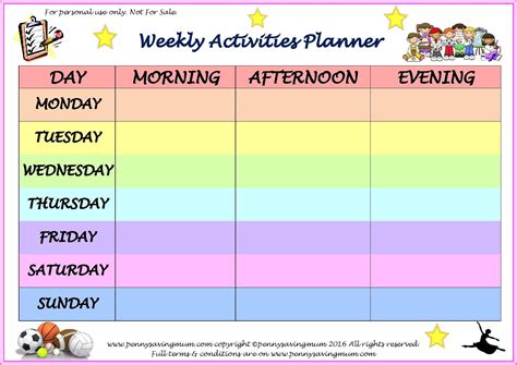 Weekly Activities Planner PDF - | Activities, Educational worksheets ...