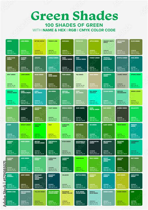 Green Tone Color Shade Background with Code and Name Illustration ...