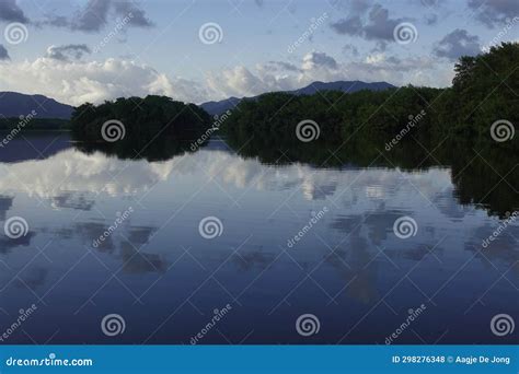 Clouds Reflecting in Caroni Swamp in Trinidad and Tobago Stock Photo - Image of caribean, lake ...