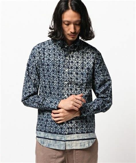 45R Men's(メンズ)のインディゴかごめR抜染シャツ(シャツ/ブラウス)|詳細画像 (With images) | Men sweater