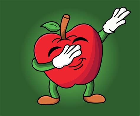 Apple dabbing dance cartoon character vector illustration 8909669 ...