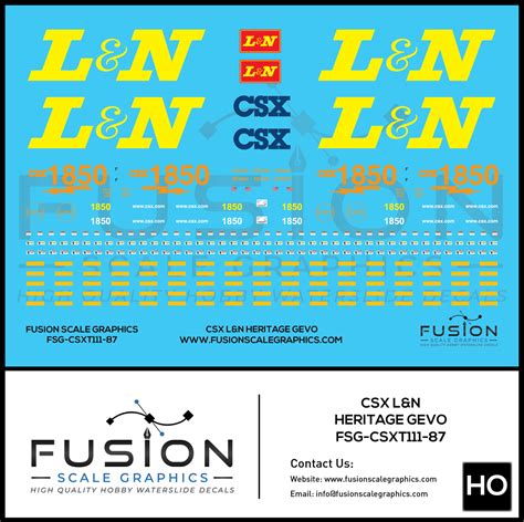 HO Scale CSX 1850 L&N Heritage ES44AH Locomotive Decal Set – Fusion Scale Graphics