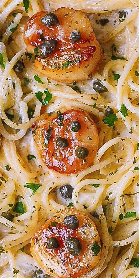 Scallop Pasta in White Wine Cream Sauce #scallops #pasta #seafood #recipe #breakfastrecipe ...