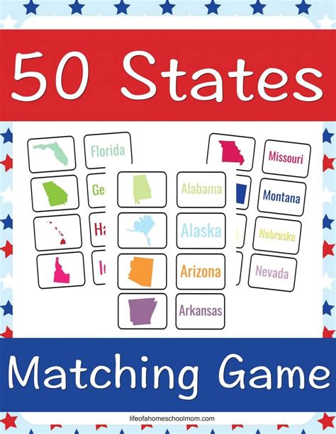 FREE 50 States Matching Game | Free Homeschool Deals © | Matching games ...