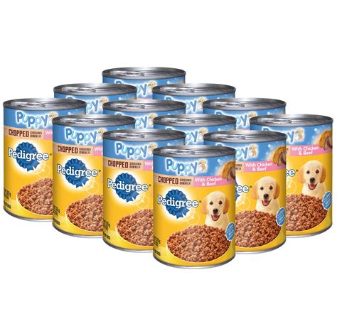 PEDIGREE Puppy Chopped Ground Dinner With Chicken & Beef Canned Dog Food, 13.2-oz, case of 12 ...