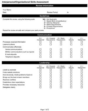 Employee Interpersonal/Organizational Skills Assessment - Small ...