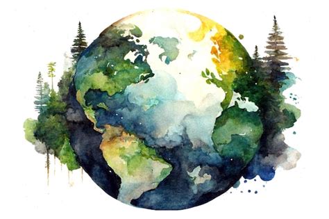 Premium Photo | Earth day concept watercolor style Illustration