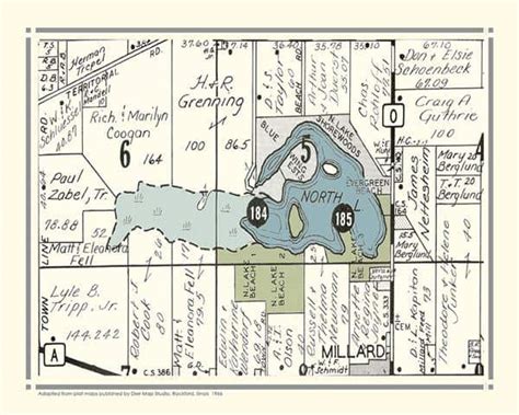 North Lake Wisconsin Map 1966 - Interior Elements