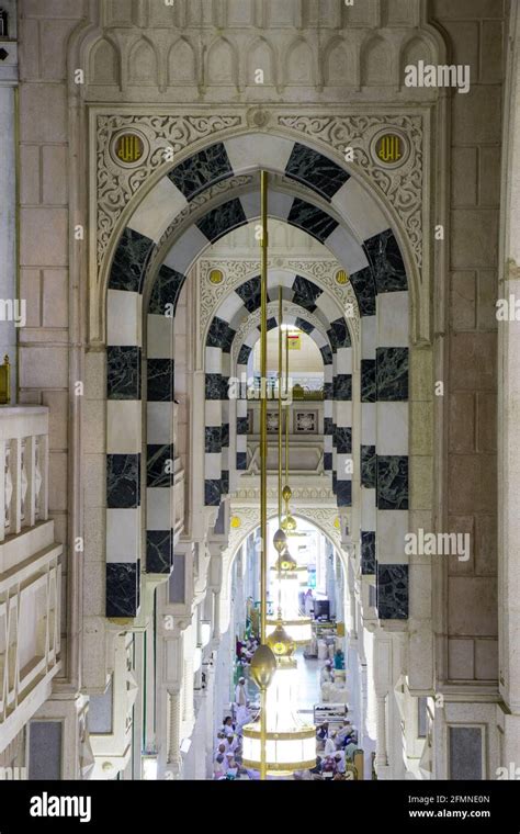 Islamic art in architecture. Interior view of Masjid al Haram. Mecca ...