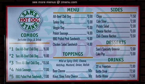 Online Menu of Sam's Hot Dog Stand Lexington Green Restaurant ...