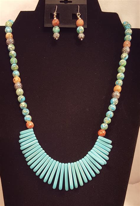 Turquoise Necklace and Earrings - Etsy