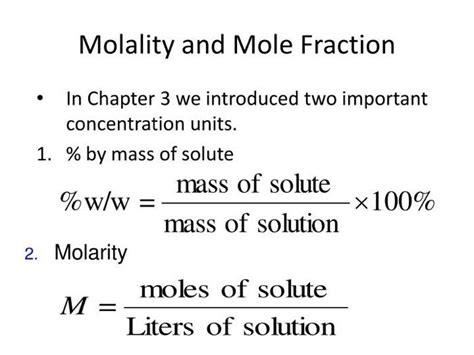 Solved Molality and Mole Fraction In Chapter 3 we introduced | Chegg.com