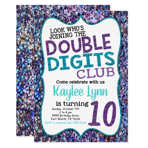 Double Digits 10th Birthday Party Invitation 10th birthday party ideas ...