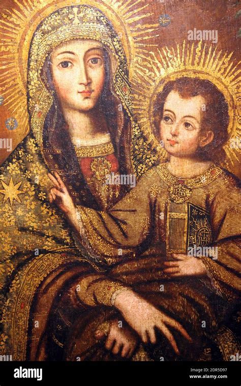 Peruvian Painting Of Madonna And Child Stock Photo - Alamy