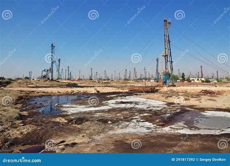 The Oil Rig in Azerbaijan, Caspian Sea Stock Photo - Image of ...