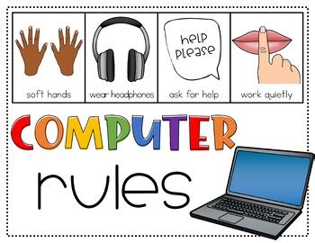 Free Computer Rules Poster for Special Education Classrooms by Miss Lulu