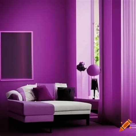 Modern living room with purple and black accents