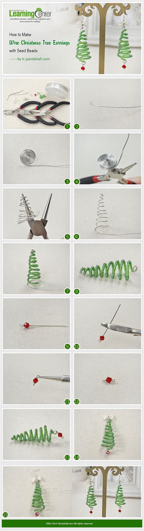 How to Make Wire Christmas Tree Earrings with Seed Beads | Jewelry ...