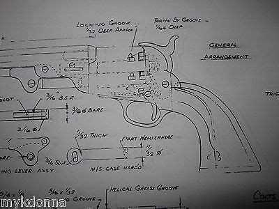 COLT 1851 Navy old Army Revolver gun Gunsmith Plans Drawing Pistol ...