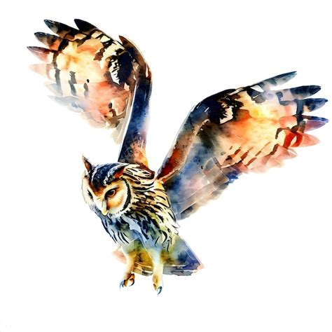 Premium AI Image | Flying owl watercolor style isolated on white