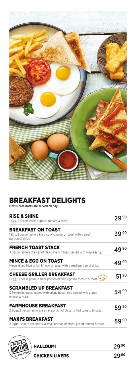 All Day Breakfast Menu - Maxi's Food South Africa