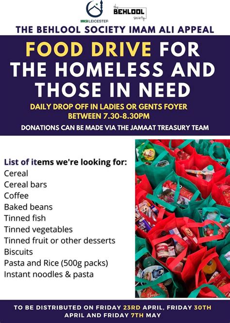 Food Drive for the Homeless and those in Need - MKSI Leicester