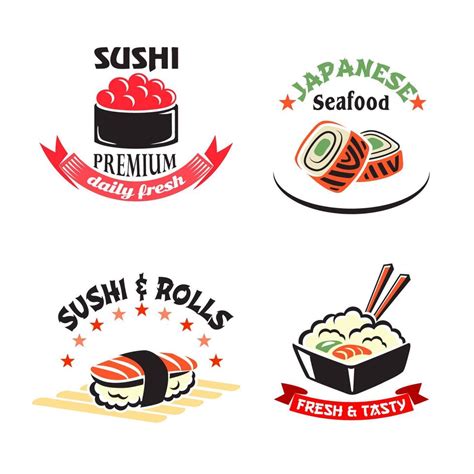 Vector icons set for sushi or seafood restaurant 12683904 Vector Art at ...