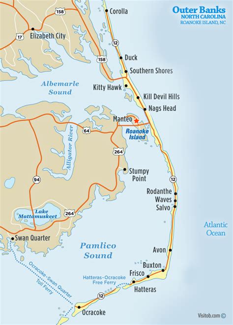 Map of Roanoke Island, NC | Visit Outer Banks | OBX Vacation Guide