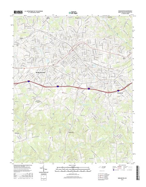 MyTopo Burlington, North Carolina USGS Quad Topo Map