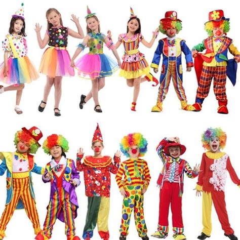 2018 Children Clown Costume Amusement Park Circus Clown Performance Cosplay Costumes Kids Boy ...