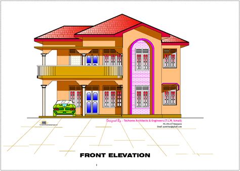 2d elevation and floor plan of 2633 sq.feet | House Design Plans