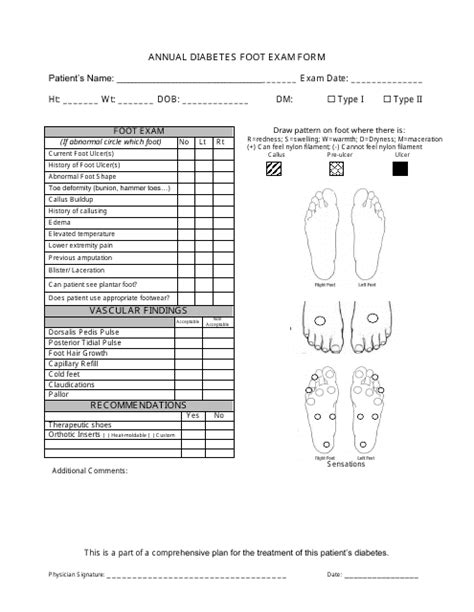 Annual Diabetes Foot Exam Form - Fill Out, Sign Online and Download PDF | Templateroller