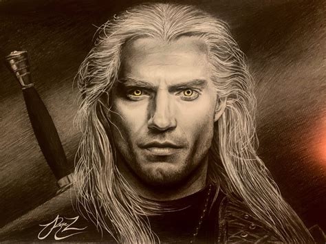 My pencil portrait of Geralt of Rivia from The Witcher (credit to RoseZyra) : TossACoin