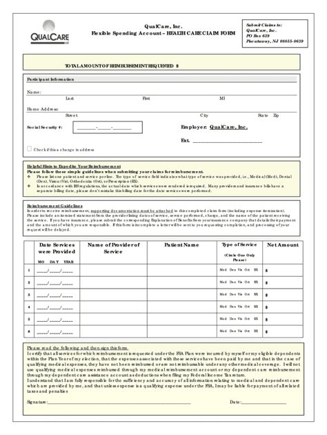 Qualcare Form Flexible Spending Account - Fill Online, Printable, Fillable, Blank | pdfFiller