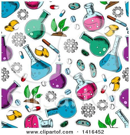 Clipart of a Seamless Background Pattern of Science Items - Royalty Free Vector Illustration by ...