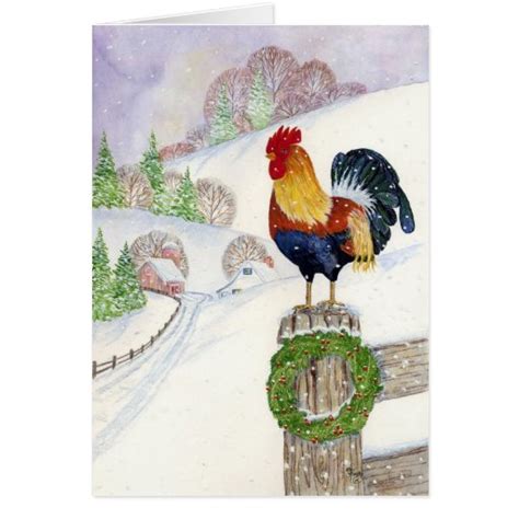 Christmas Rooster Card | Zazzle
