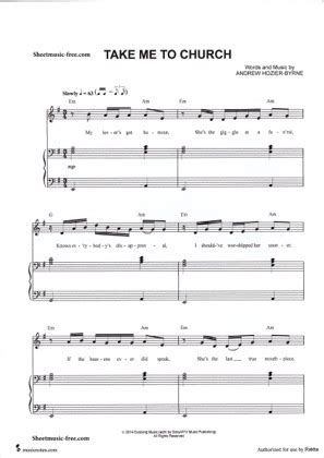 Take Me To Church - Hozier Free Piano Sheet Music PDF