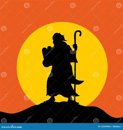 Moses with the Tablets of the Covenant on Mount Sinai. Stock Vector - Illustration of cross ...