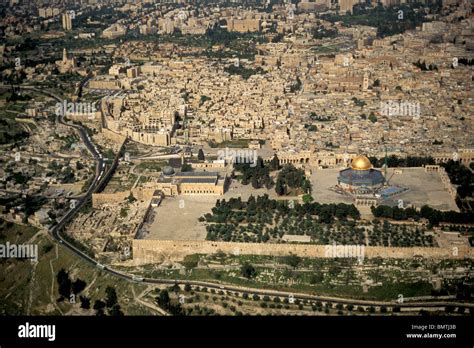 Israel, an aerial view of Temple Mount and the Old City of Jerusalem ...