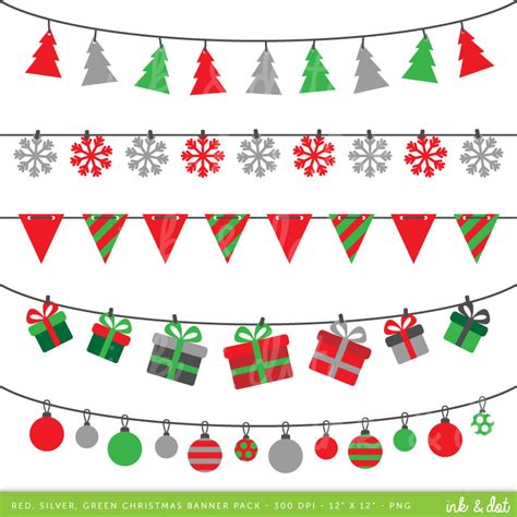 Christmas Banner Clip Art Bunting Clipart Holidays Festive | Etsy