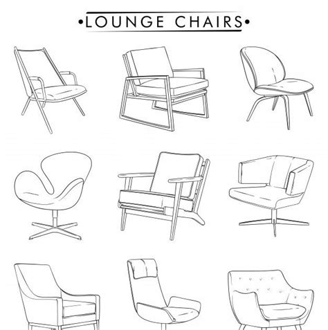 Lounge Chairs Outline Drawing Vector Premium Download Chair Outline Illustration Vector Hand ...