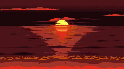 🔥 Free Download Red Dark Pixel Art Sunset 4k Wallpaper Minimalist by ...