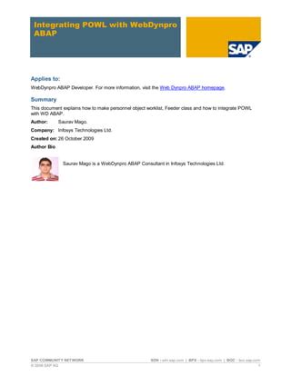 Integrating powl with web dynpro abap. | PDF