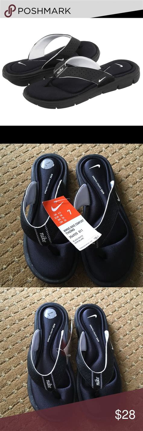 Nike black comfort flip flops | Black nikes, Black comfort, Black