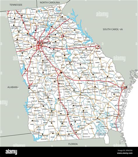 High detailed Georgia road map with labeling Stock Vector Image & Art ...