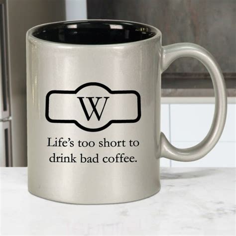 Personalized Silver Initial Coffee Mug - 11oz | Monogrammed Mugs